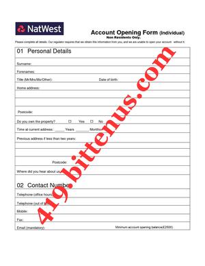 419Natwest Account Opening Form